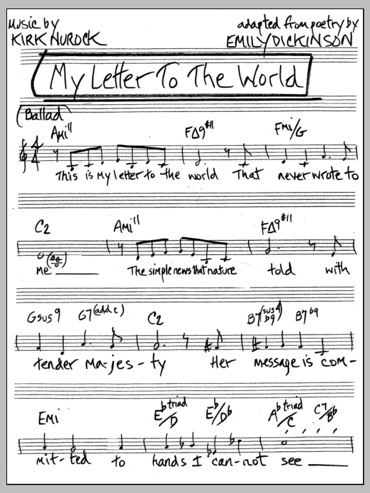 My Letter To The World: Piano Vocal