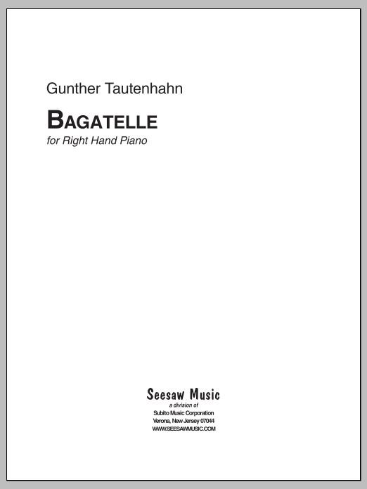 Bagatelle for Right Hand Piano: Piano Solo