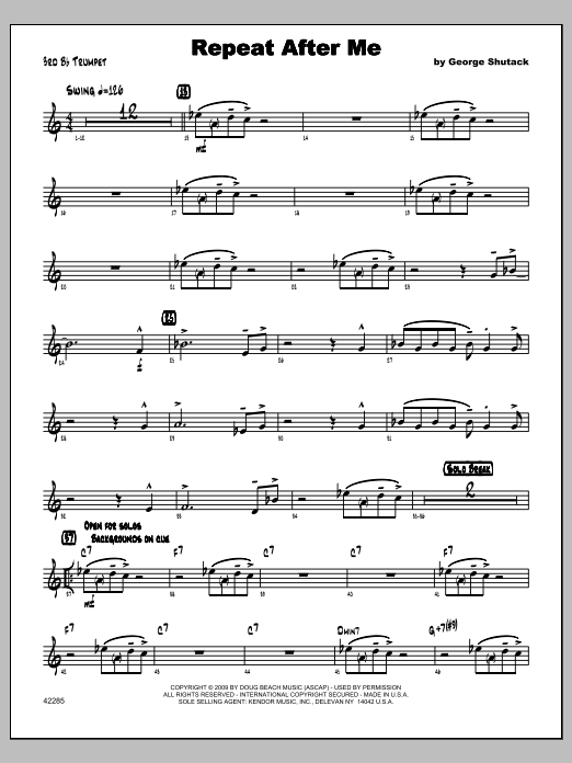 Repeat After Me Trumpet 3 Sheet Music Shutack Jazz Ensemble