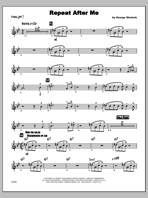 Repeat After Me Vibraphone Sheet Music Shutack Jazz Ensemble