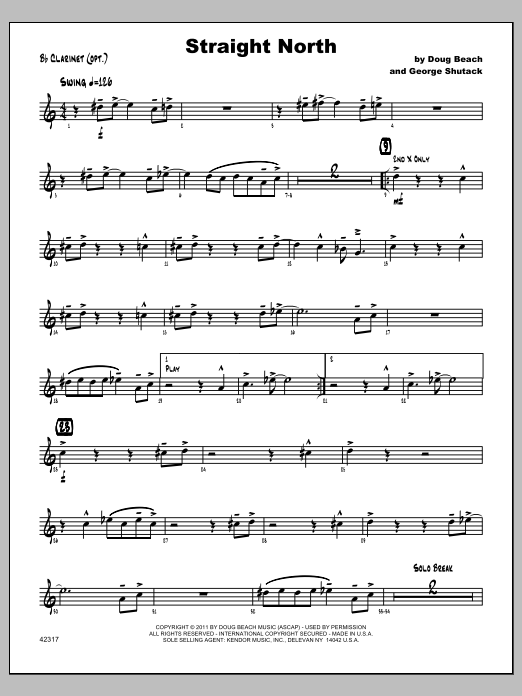 Straight North Sheet Music Beach, Shutack Jazz Ensemble
