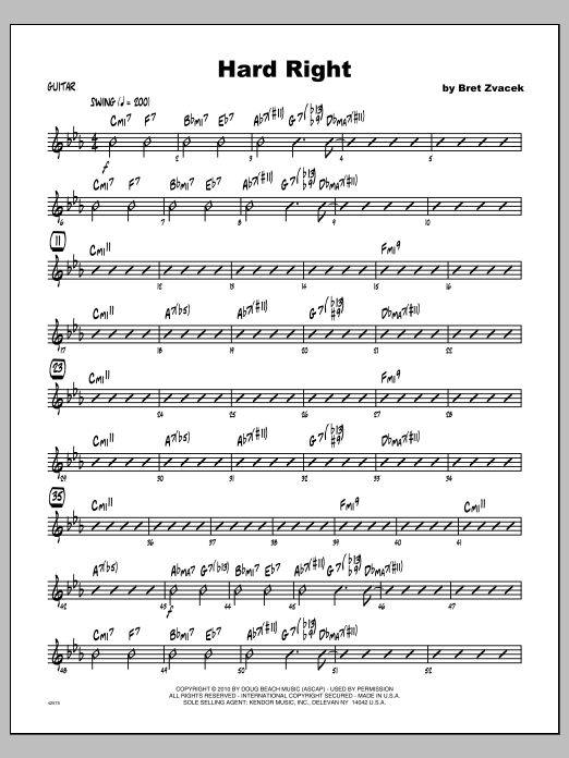 Hard Right Guitar Sheet Music Zvacek Jazz Ensemble