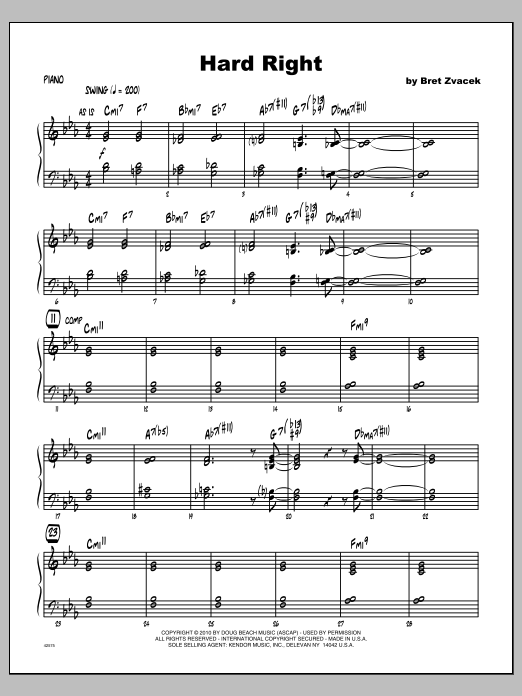 Hard Right Piano Sheet Music Zvacek Jazz Ensemble