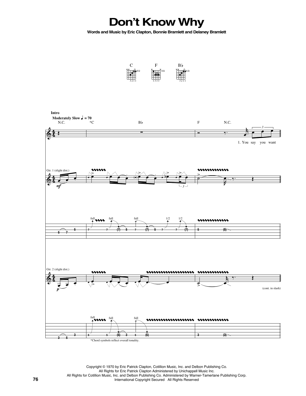 Don't Know Why: Guitar Tab