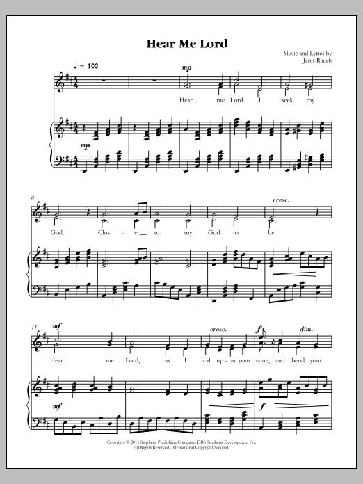 Hear Me Lord: Piano Vocal
