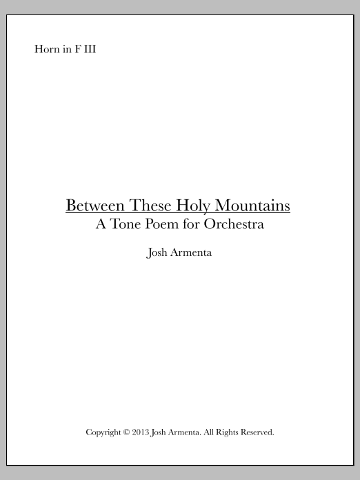 Between These Holy Mountains - F Horn