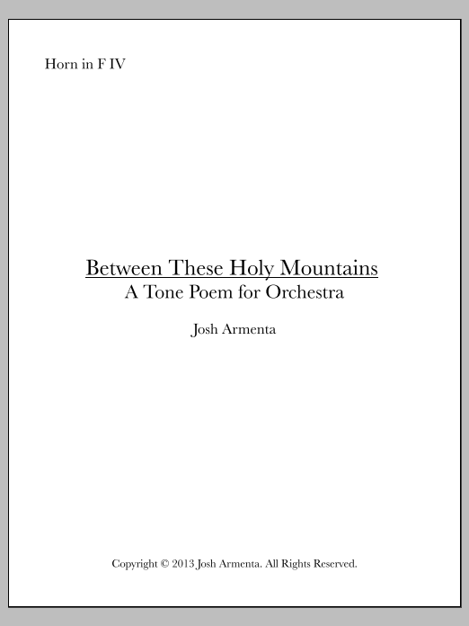 Between These Holy Mountains - F Horn