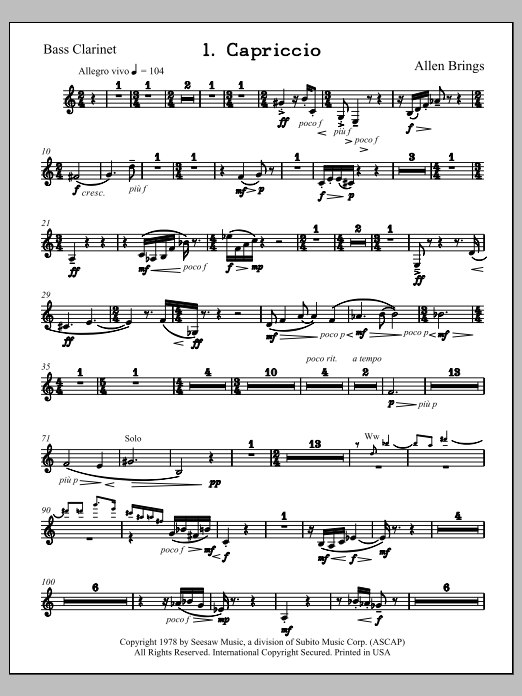 Capriccio - Bass Clarinet