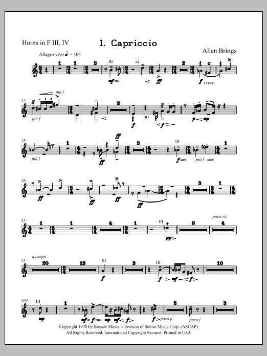 Capriccio - F Horn