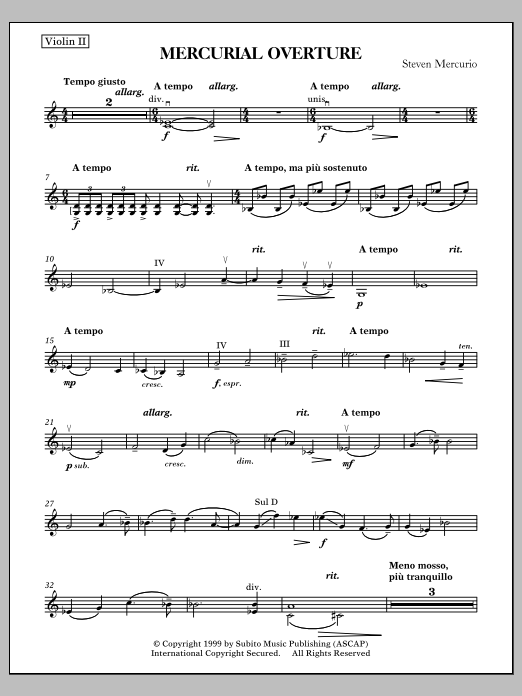 Mercurial Overture - Violin