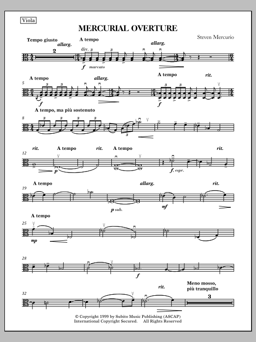Mercurial Overture - Viola