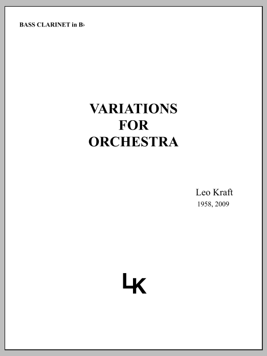 Variations for Orchestra - Bass Clarinet