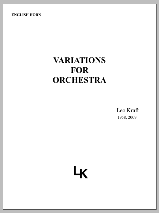 Variations for Orchestra - F Horn