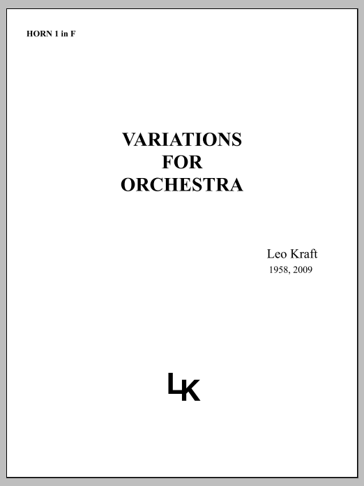 Variations for Orchestra - F Horn