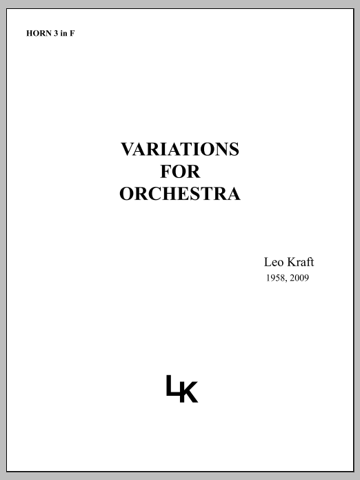 Variations for Orchestra - F Horn