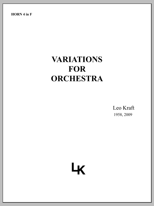 Variations for Orchestra - F Horn