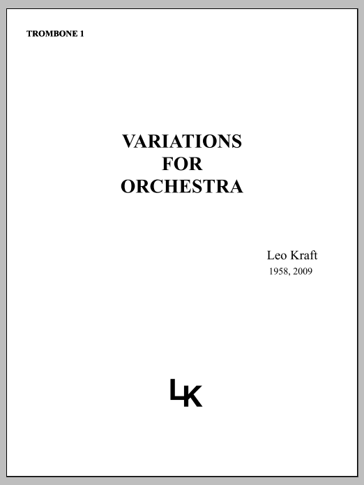 Variations for Orchestra - Trombone