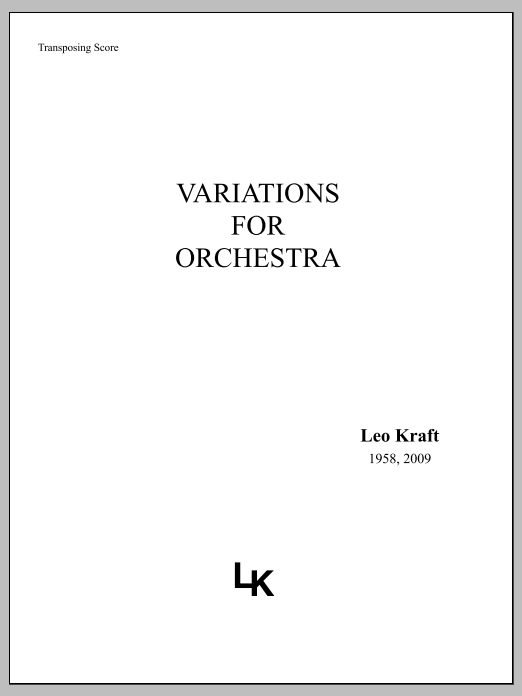 Variations for Orchestra: Full Orchestra Conductor Score & Parts