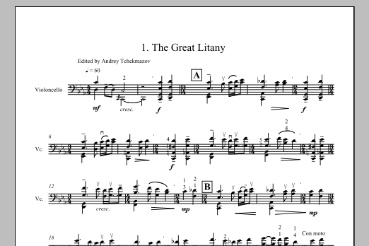 Byzantine Chants, Sacred Concerto for a solo cello - Full Score