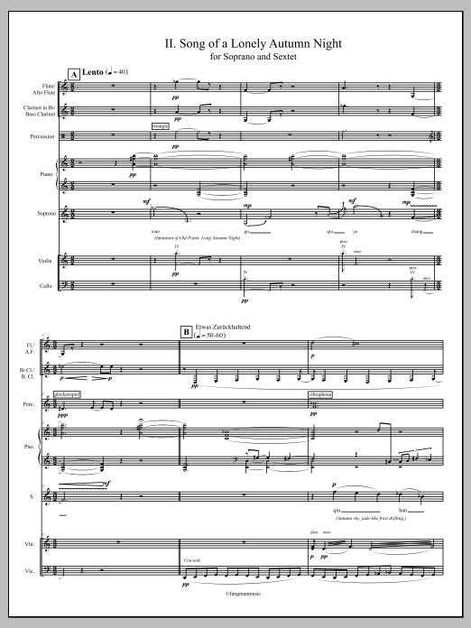 Earth for Soprano, Bass Baritone and Sextet - Full Score
