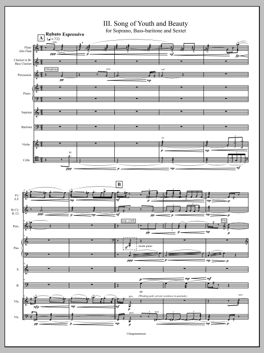 Earth for Soprano, Bass Baritone and Sextet - Full Score