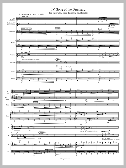 Earth for Soprano, Bass Baritone and Sextet - Full Score