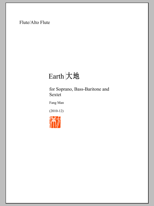Earth for Soprano, Bass Baritone and Sextet - Flute/Piccolo
