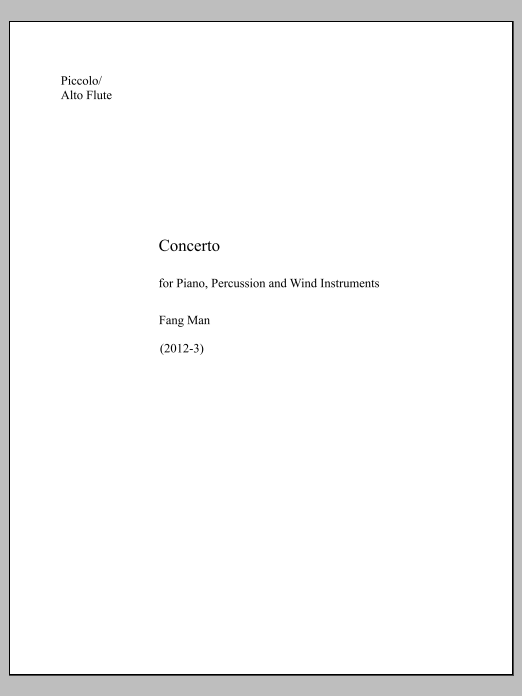 Concerto for Piano, Percussion and Wind Instruments - Flute/Piccolo