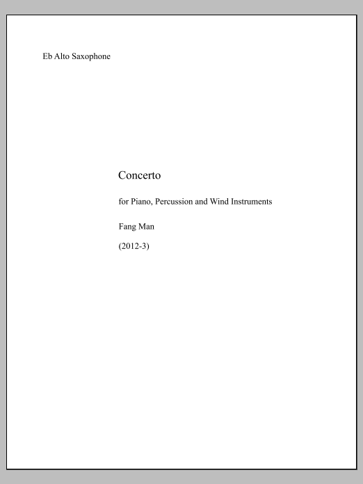 Concerto for Piano, Percussion and Wind Instruments - Alto Saxophone