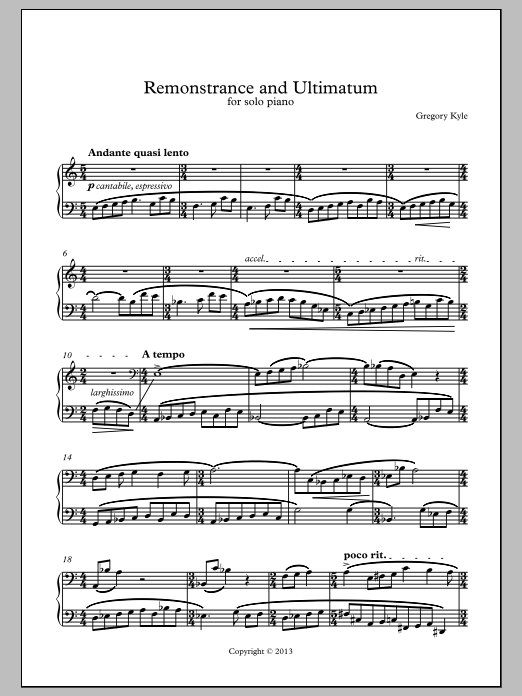 Remonstrance and Ultimatum: Piano Solo