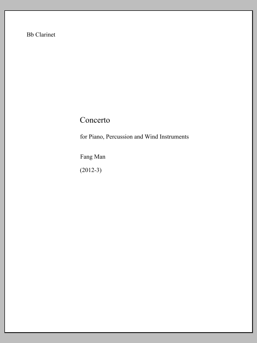 Concerto for Piano, Percussion and Wind Instruments - Clarinet