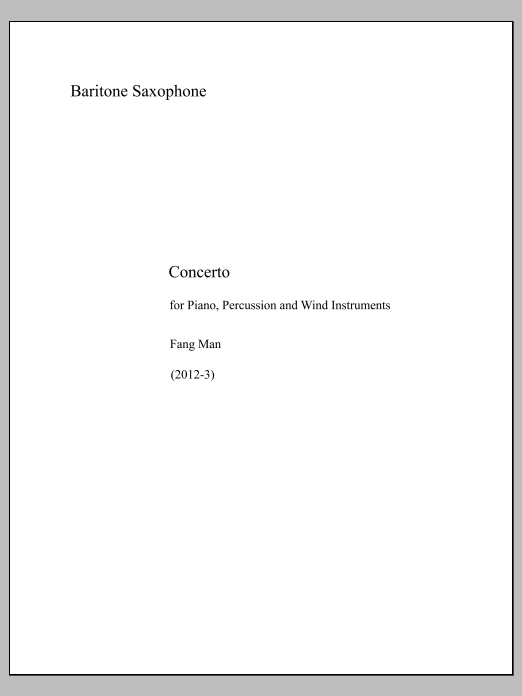 Concerto for Piano, Percussion and Wind Instruments - Baritone Saxophone