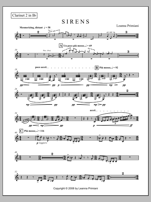 Sirens (for Orchestra) - Clarinet