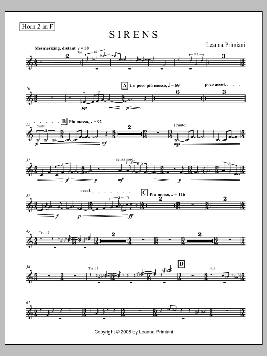 Sirens (for Orchestra) - F Horn