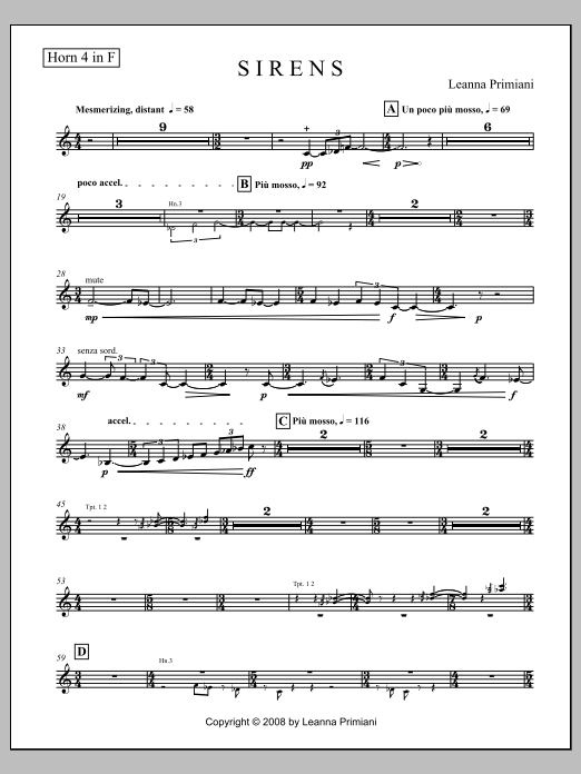 Sirens (for Orchestra) - F Horn