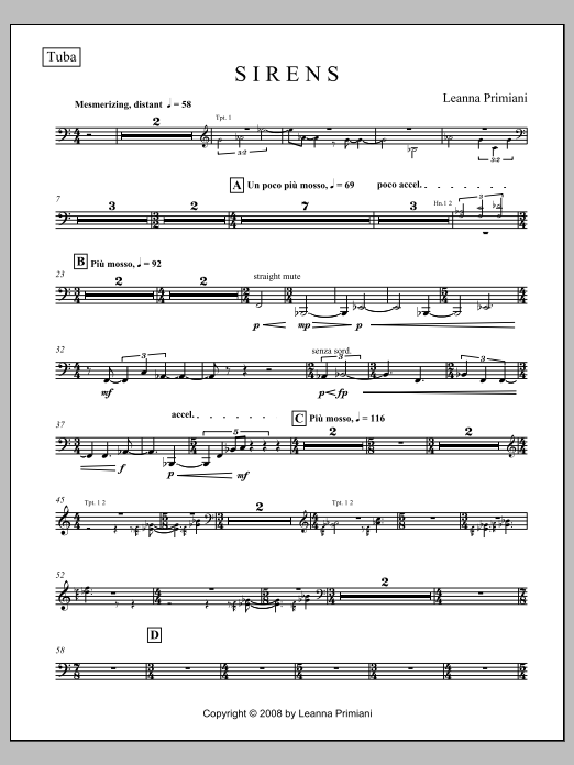 Sirens (for Orchestra) - Tuba