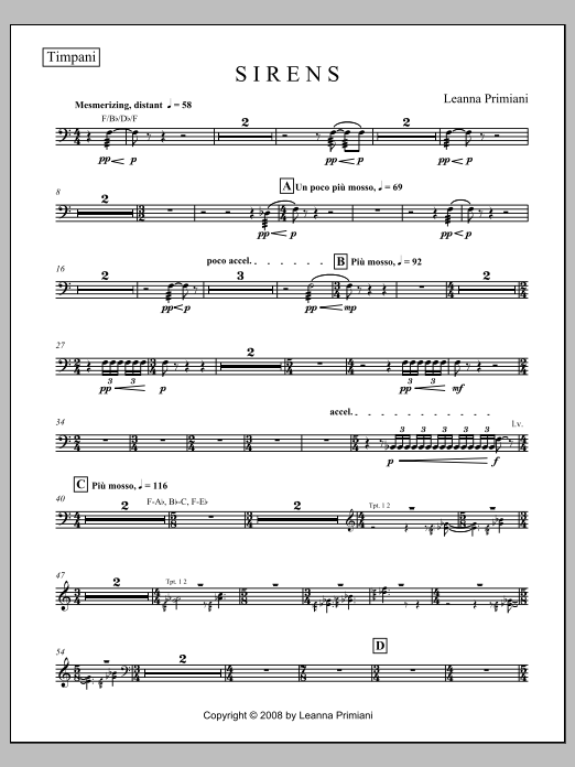 Sirens (for Orchestra) - Timpani