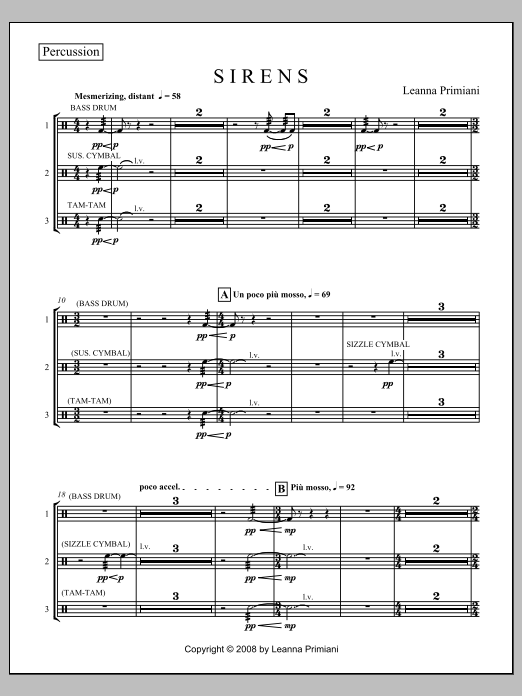 Sirens (for Orchestra) - Percussion