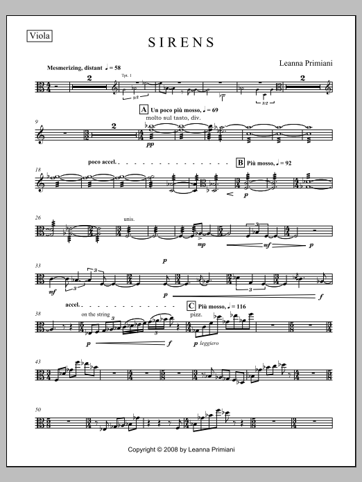 Sirens (for Orchestra) - Viola