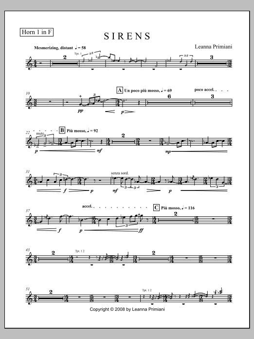 Sirens (for Orchestra) - F Horn