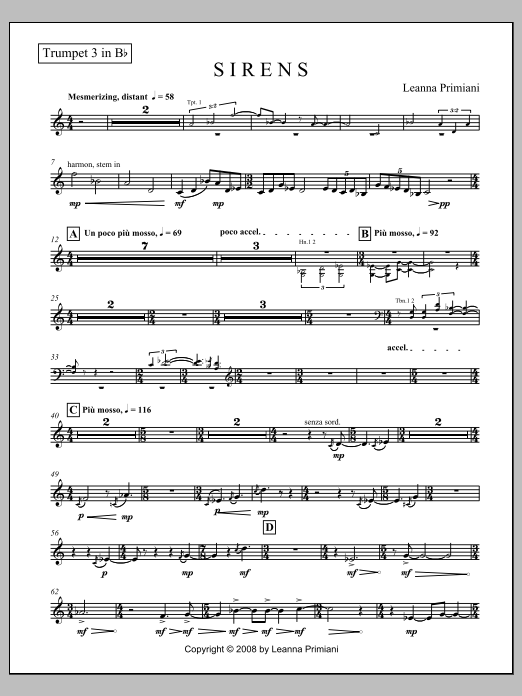 Sirens (for Orchestra) - Trumpet