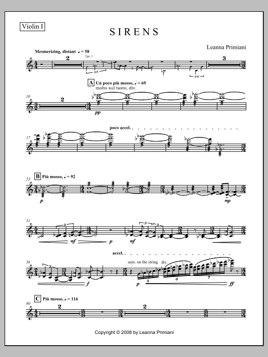 Sirens (for Orchestra) - Violin