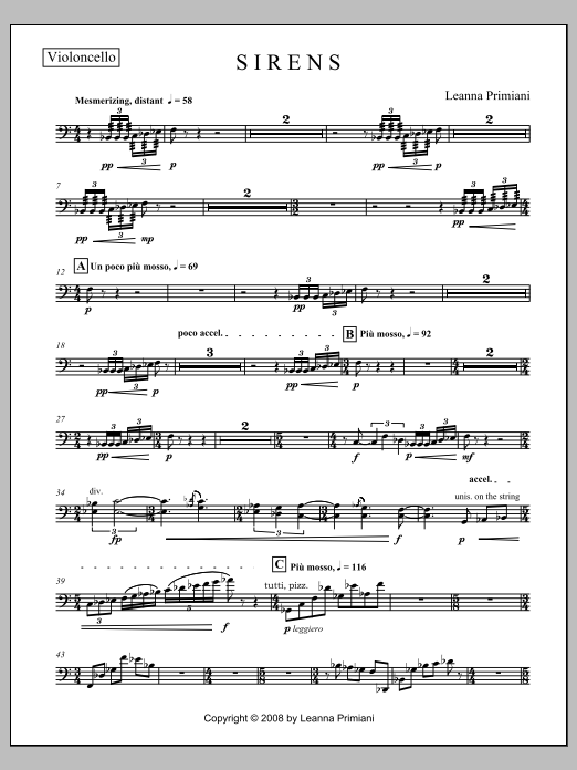 Sirens (for Orchestra) - Violoncello