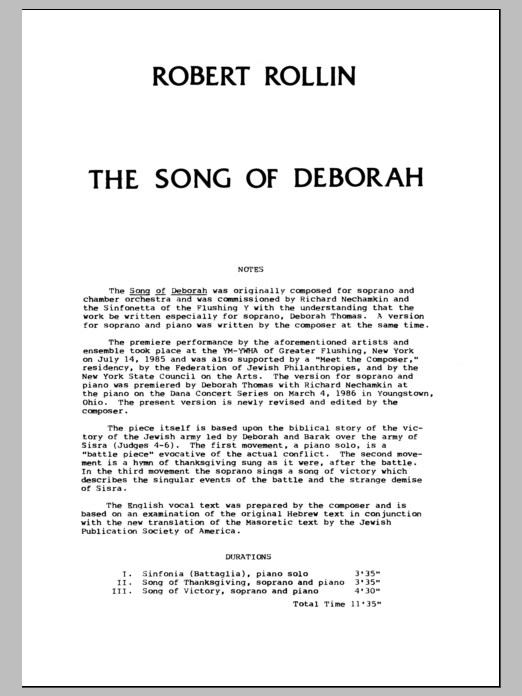 Song of Deborah: Piano Vocal