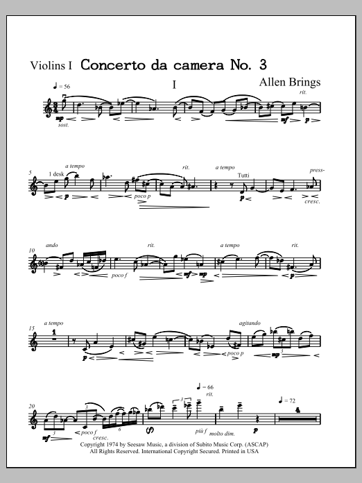 Concerto da Camera No. 3 - Violin