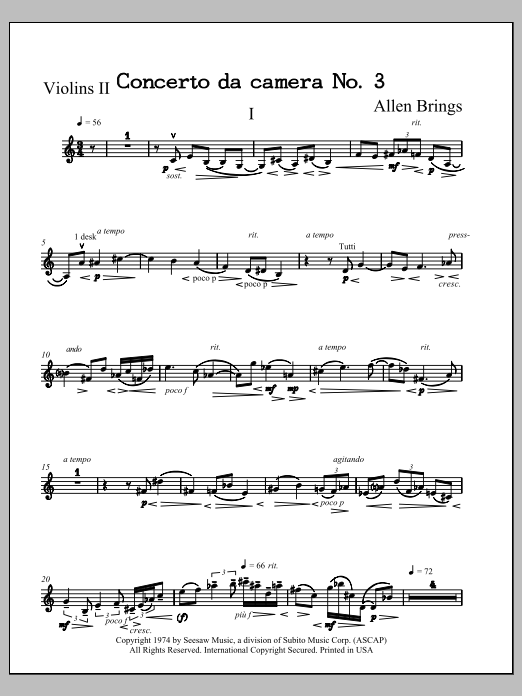 Concerto da Camera No. 3 - Violin