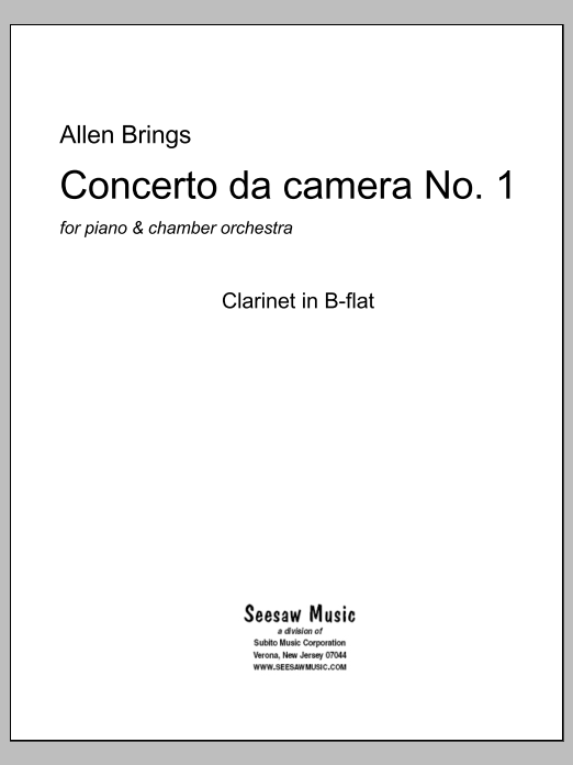Concerto da Camara No. 1 - Clarinet