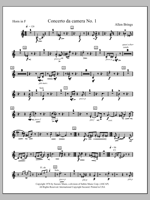 Concerto da Camara No. 1 - F Horn
