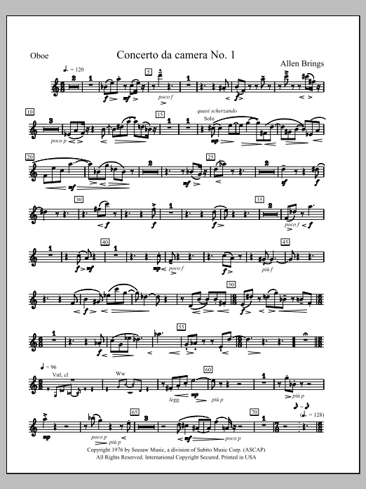 Concerto da Camara No. 1 - Oboe