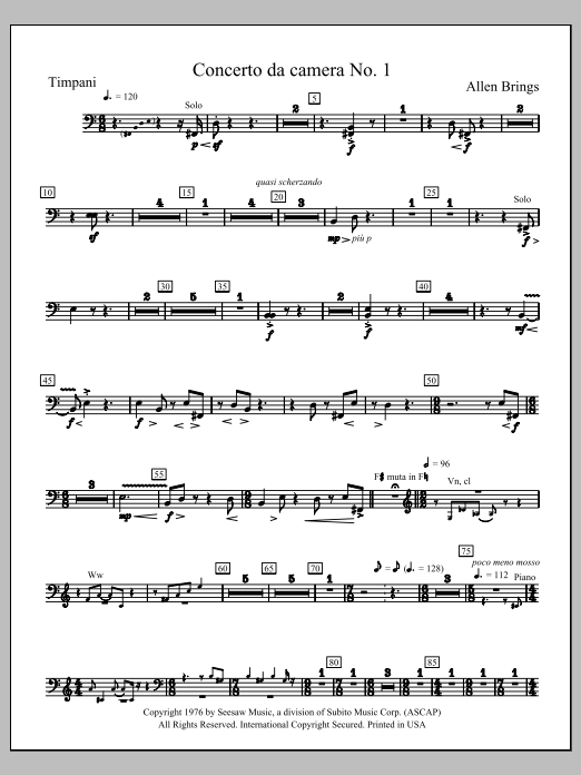 Concerto da Camara No. 1 - Timpani